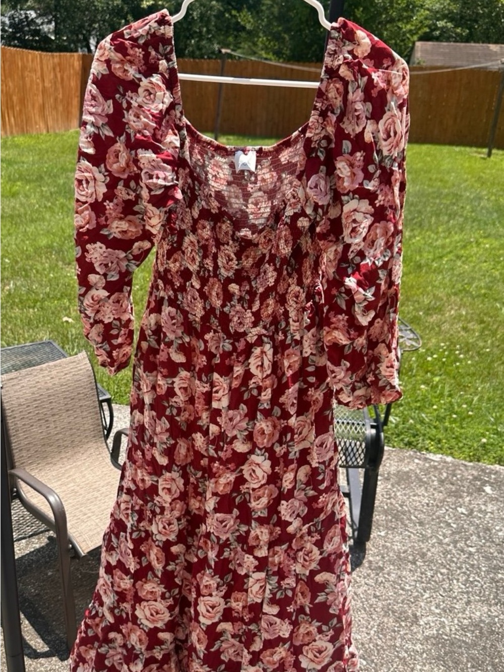 Pinkblush Elloh Burgundy Floral Long Sleeve Maternity Maxi Dress L - Picture 3 of 5